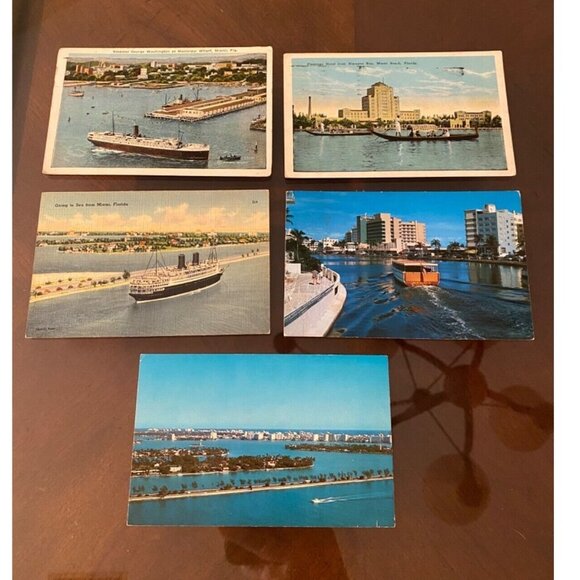 Vtg Miami FL Postcards Ships Water Views Lot of 5 Flamingo Hotel 1942 Free Post - Picture 13 of 15